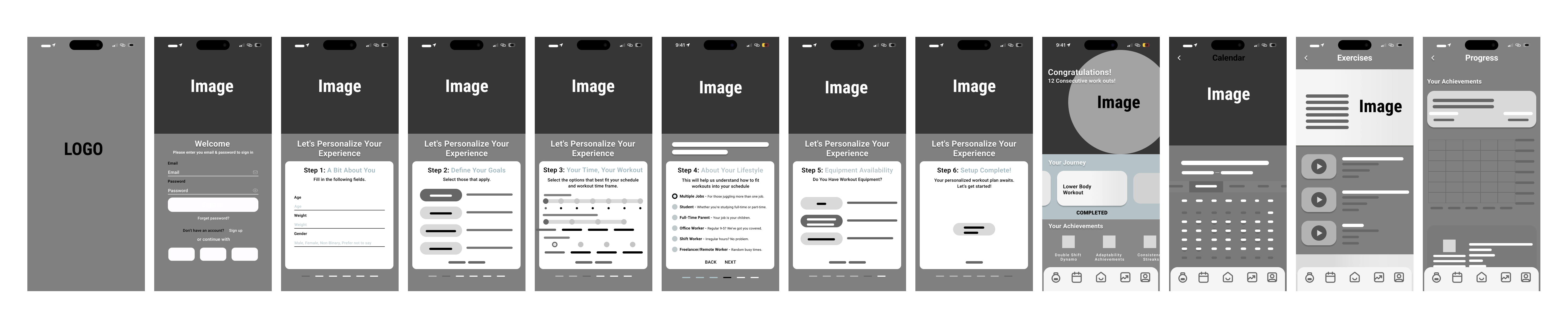 BusyBod Wireframes